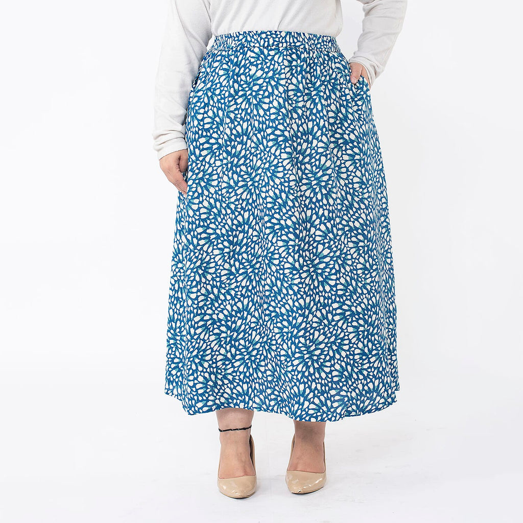 TAMSY 100% Viscose Zebra Printed Skirt With Elastic on Waist (Size XL) - Beige & Black