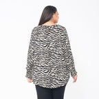 Tamsy 100% Viscose Zebra Print Top (Size XL 20 - 22) - Beige & Black