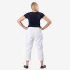 Tamsy White Stretch Twill Capri Jeans for Women - Cropped Fit (Size 10) -  White