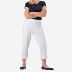 Tamsy White Stretch Twill Capri Jeans for Women - Cropped Fit (Size 12) White