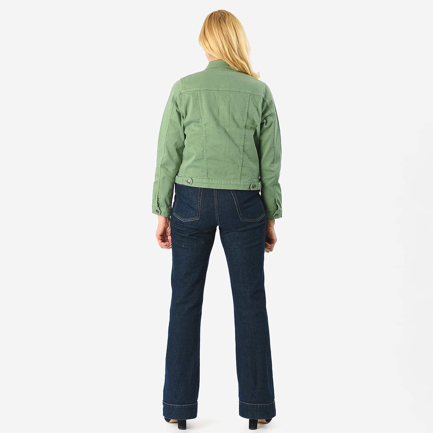 Tamsy Women Strech Twill Trucker Jacket (Size 18) - Green