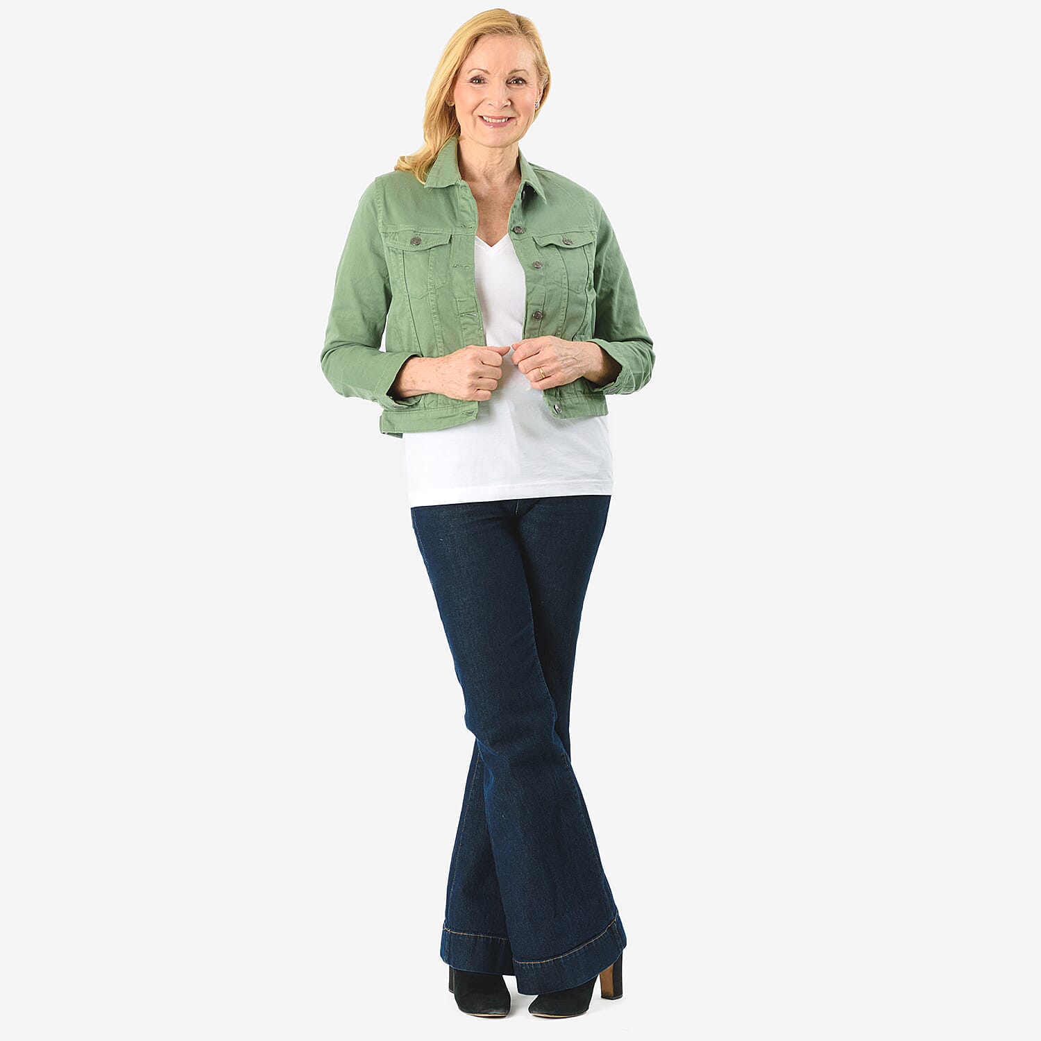 Tamsy Women Strech Cotton Twill Trucker Jacket (Size 20) - Khaki