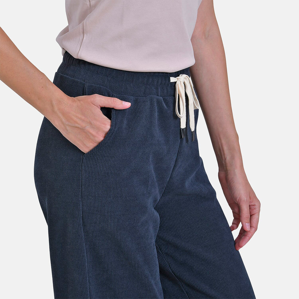 Tamsy Women's Relaxed Fit Corduroy Straight Leg Pants (Size M) - Midnight Navy