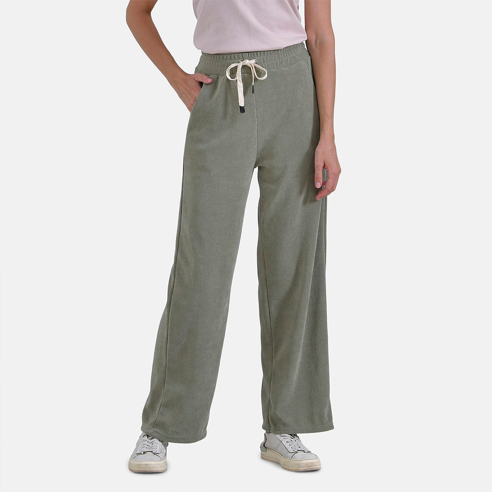 Tamsy Women's Relaxed Fit Corduroy Straight Leg Pants (Size M) - Olive Green
