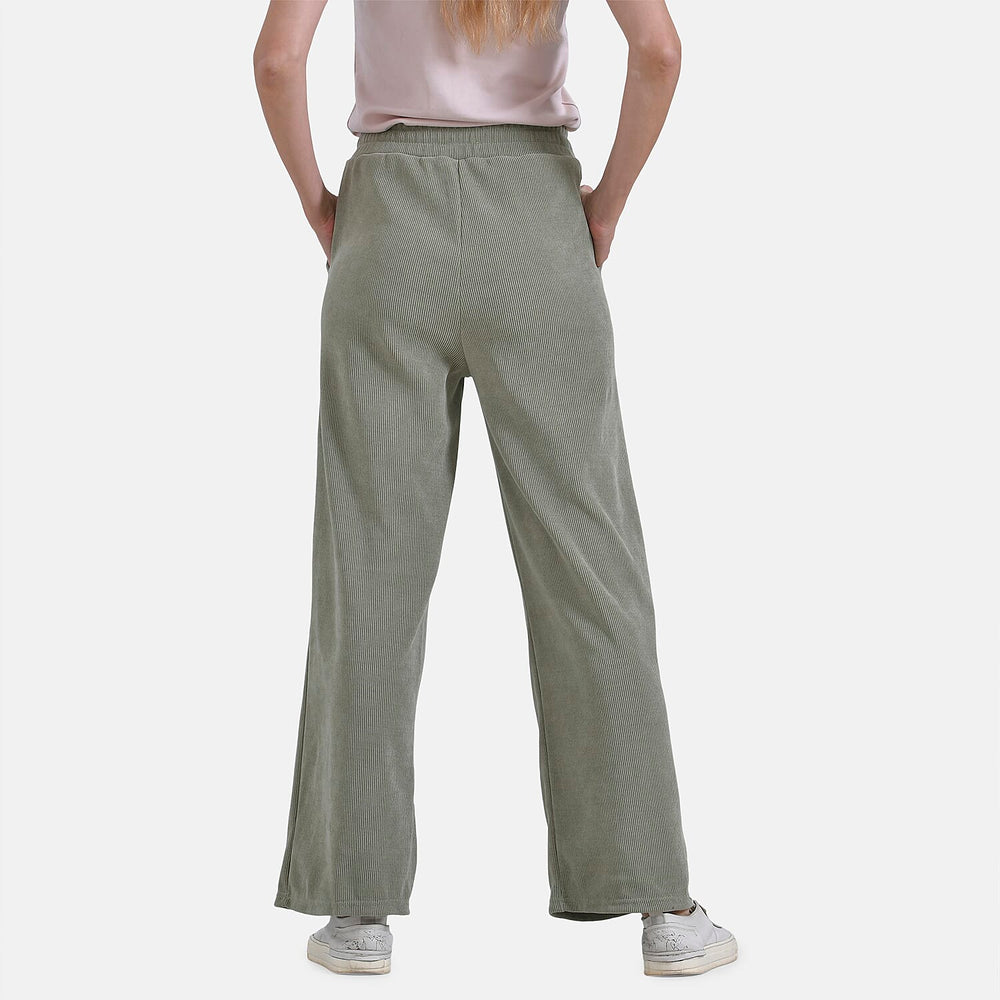 Tamsy Women's Relaxed Fit Corduroy Straight Leg Pants (Size M) - Olive Green