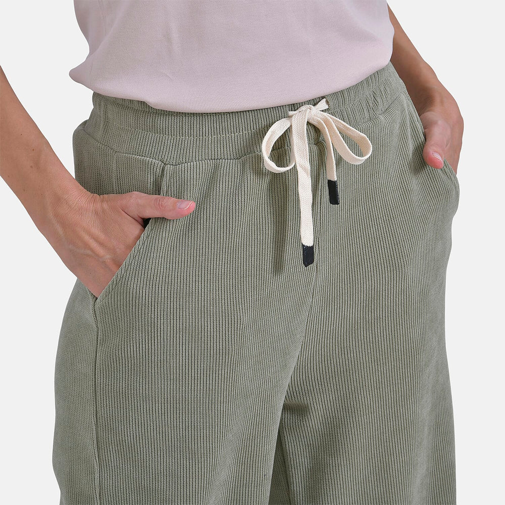 Tamsy Women's Relaxed Fit Corduroy Straight Leg Pants (Size M) - Olive Green