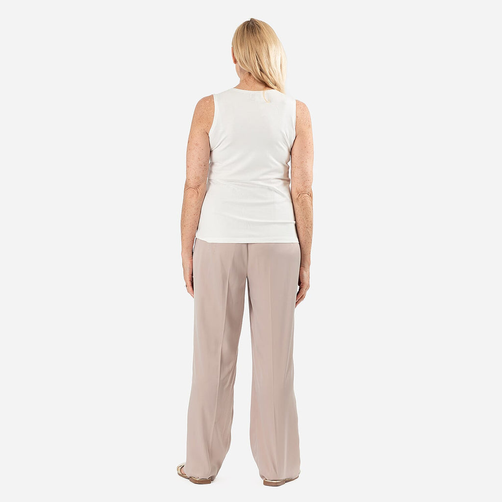 Tamsy Womens Regular Fit Sleeveless Tank Top (Size L) - White