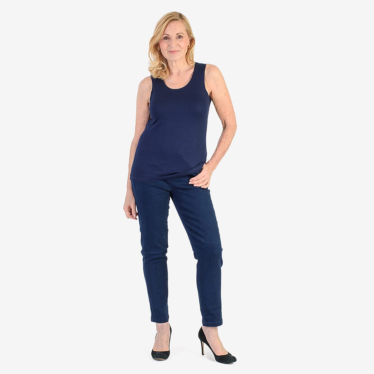 Tamsy Womens Regular Fit Sleeveless Tank Top (Size XXL) - Dark Blue