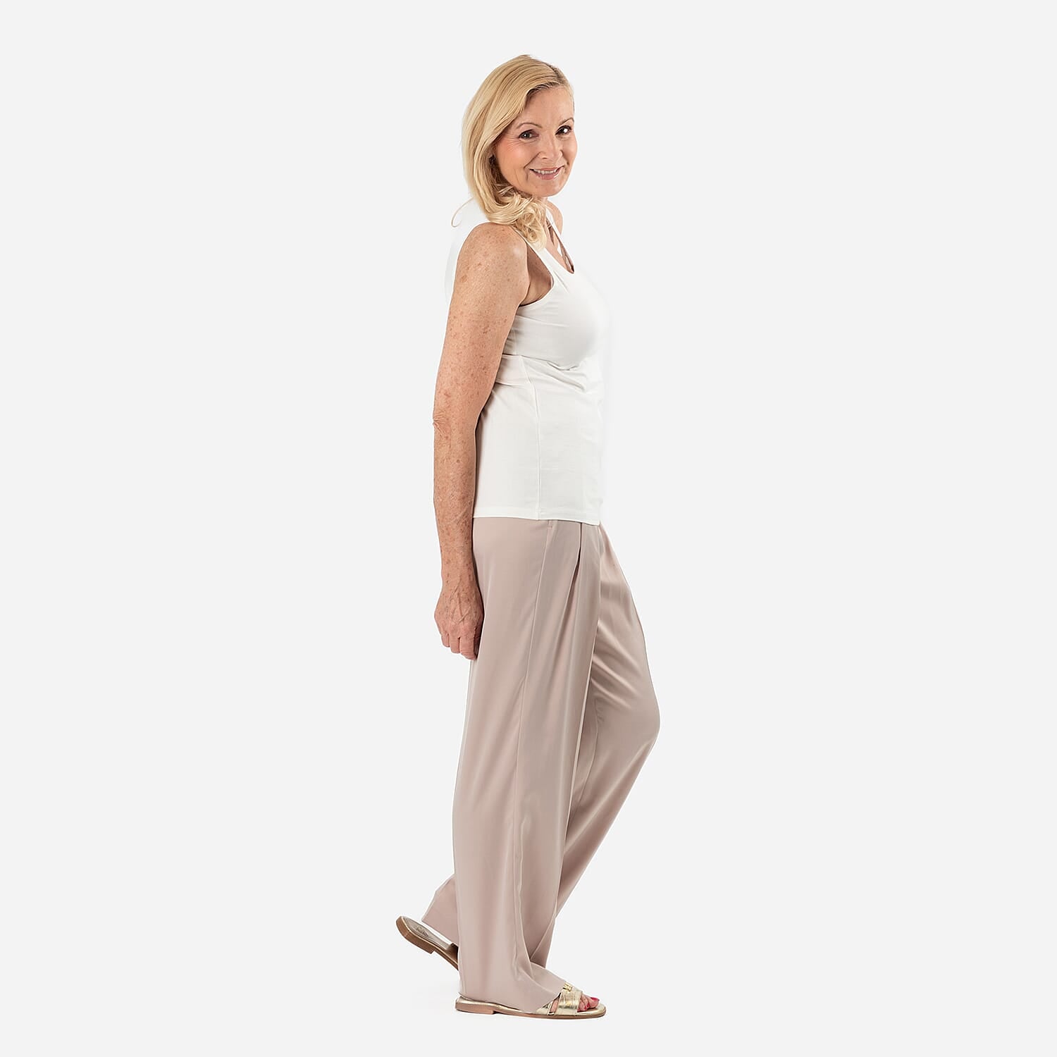 Tamsy Womens Regular Fit Sleeveless Tank Top (Size XXL) - White