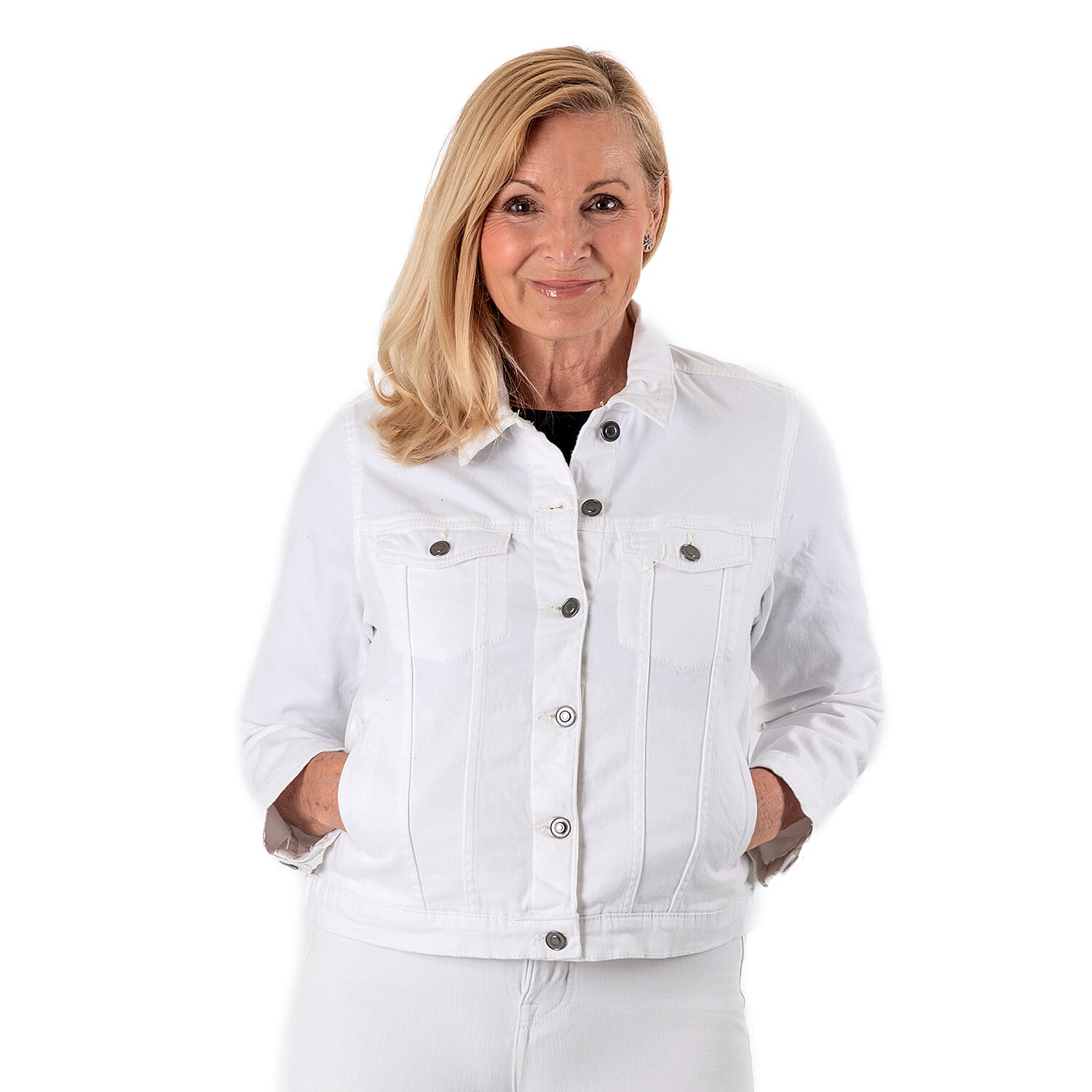 Tamsy Womens Stretch Twill Jacket - Lightweight & Stylish (Size 22) - White