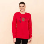 100% Cotton Fleece Knit Sweatshirt (Size S) - Red