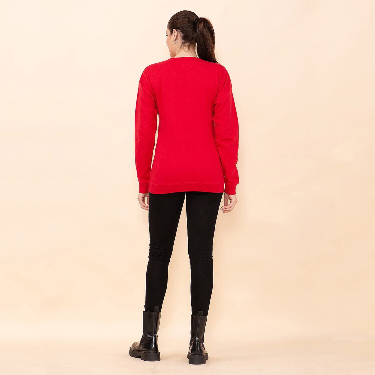 100% Cotton Fleece Knit Sweatshirt (Size XXL) - Red