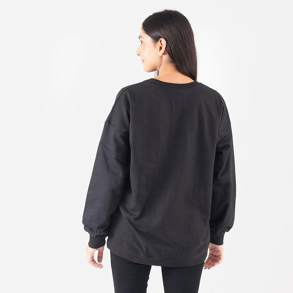 TAMSY Merry Christmas Printed Cotton Sweatshirt (Size S 8-10) - Black
