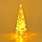 Tapered Glass Christmas Tree with Electroplating Thread - Built in 10L Copper Wire (CR2032x2 Battery Included) - Gold - White