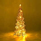 Tapered Glass LED Lighted Conical Christmas Tree With Electroplating Thread (Battery - CR2032X2, Incl.) - Gold