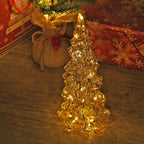 Tapered Glass LED Lighted Conical Christmas Tree With Electroplating Thread (Battery - CR2032X2, Incl.) - Silver