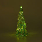 Tapered Glass LED Lighted Conical Christmas Tree With Electroplating Thread (Battery - CR2032X2, Incl.) - Green - White