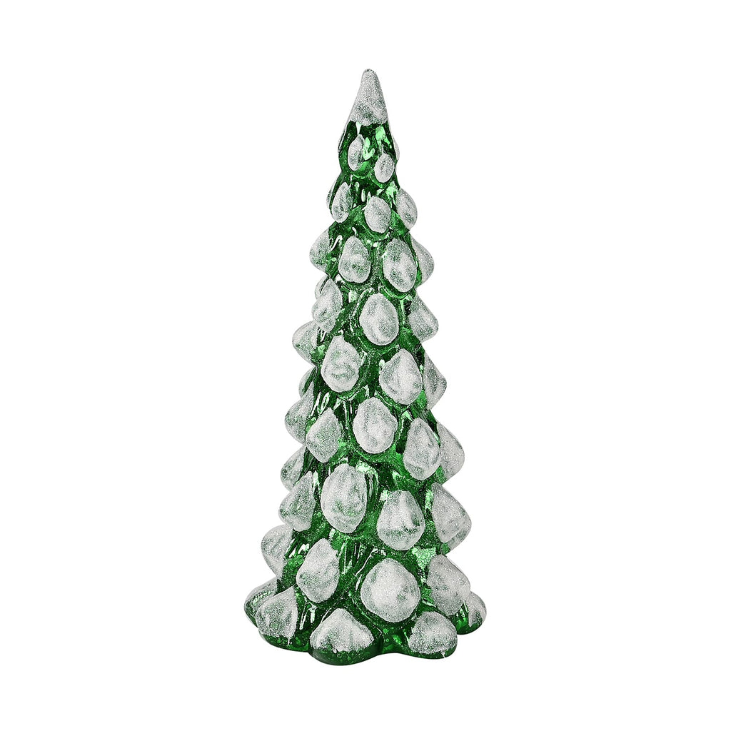 Tapered Glass LED Lighted Conical Christmas Tree With Electroplating Thread (Battery - CR2032X2, Incl.) - Green - White