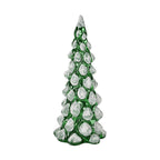 Tapered Glass LED Lighted Conical Christmas Tree With Electroplating Thread (Battery - CR2032X2, Incl.) - Green - White