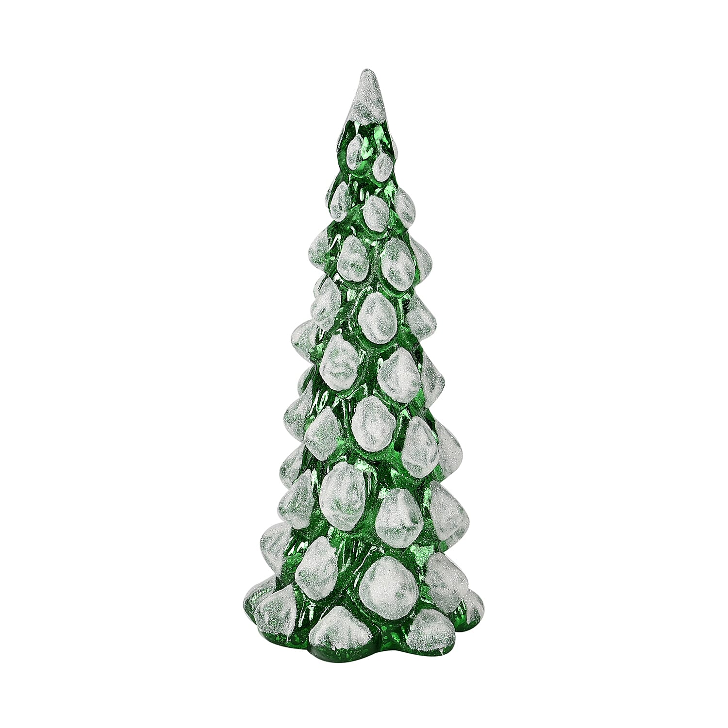 Tapered Glass LED Lighted Conical Christmas Tree With Electroplating Thread (Battery - CR2032X2, Incl.) - Green - White