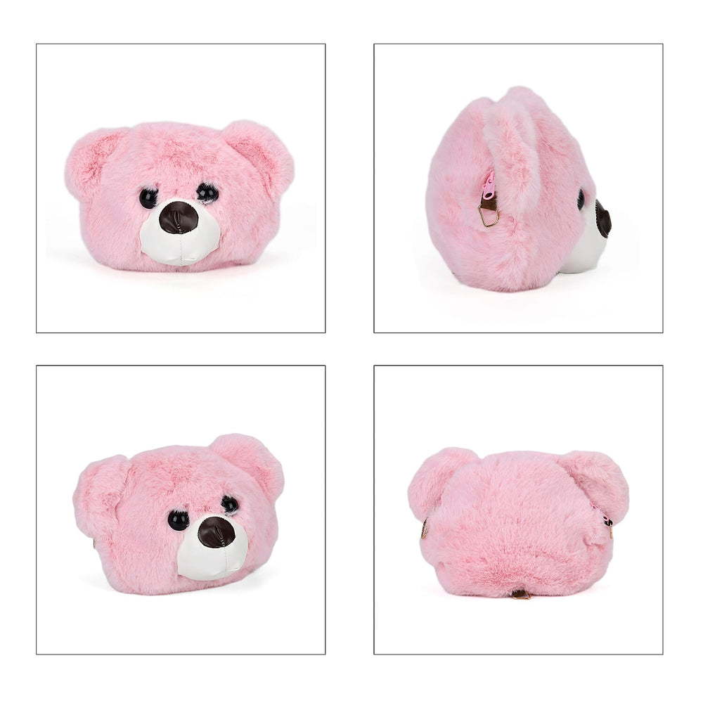Cute Teddy Plush Crossbody Bag - Pink