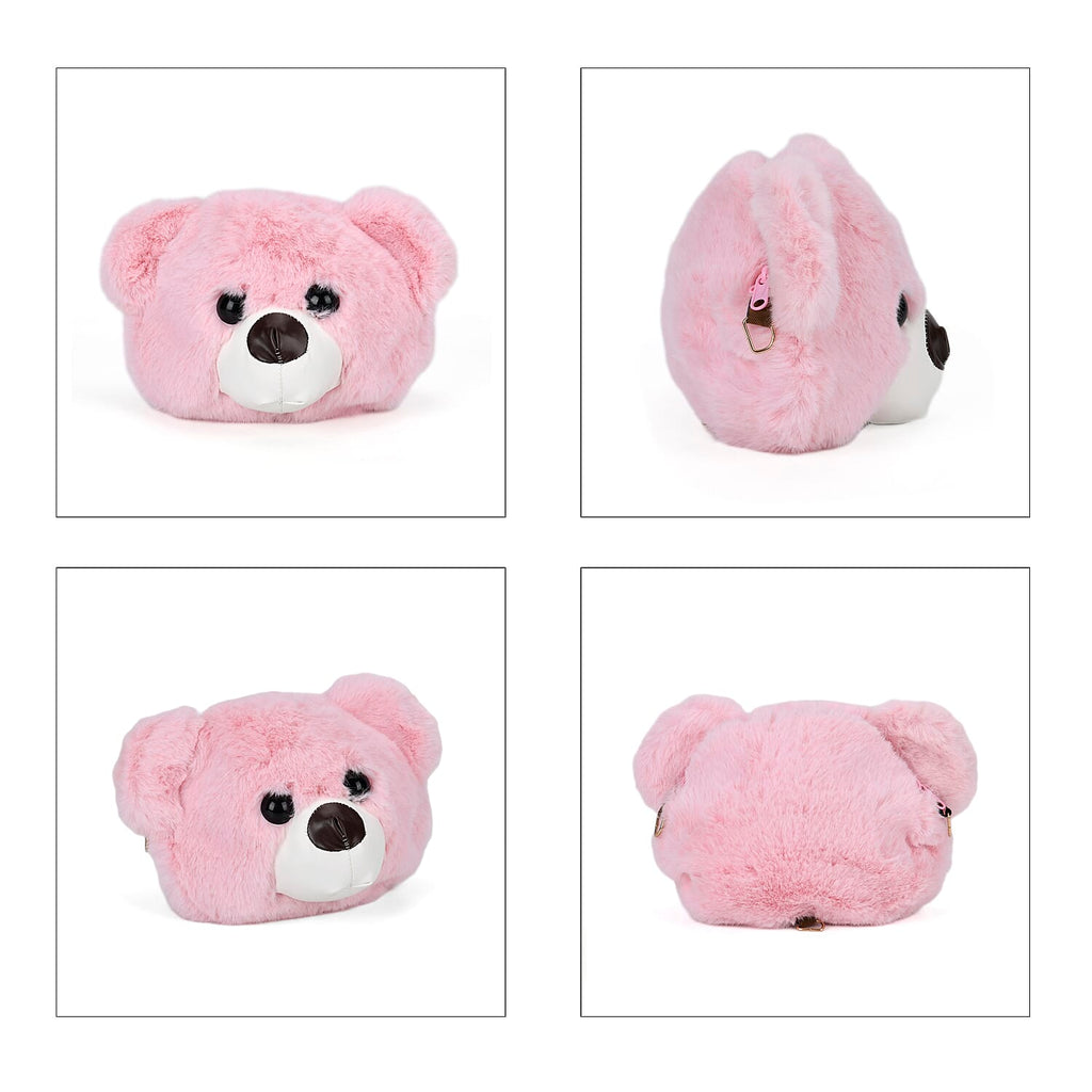Cute Teddy Plush Crossbody Bag - Pink