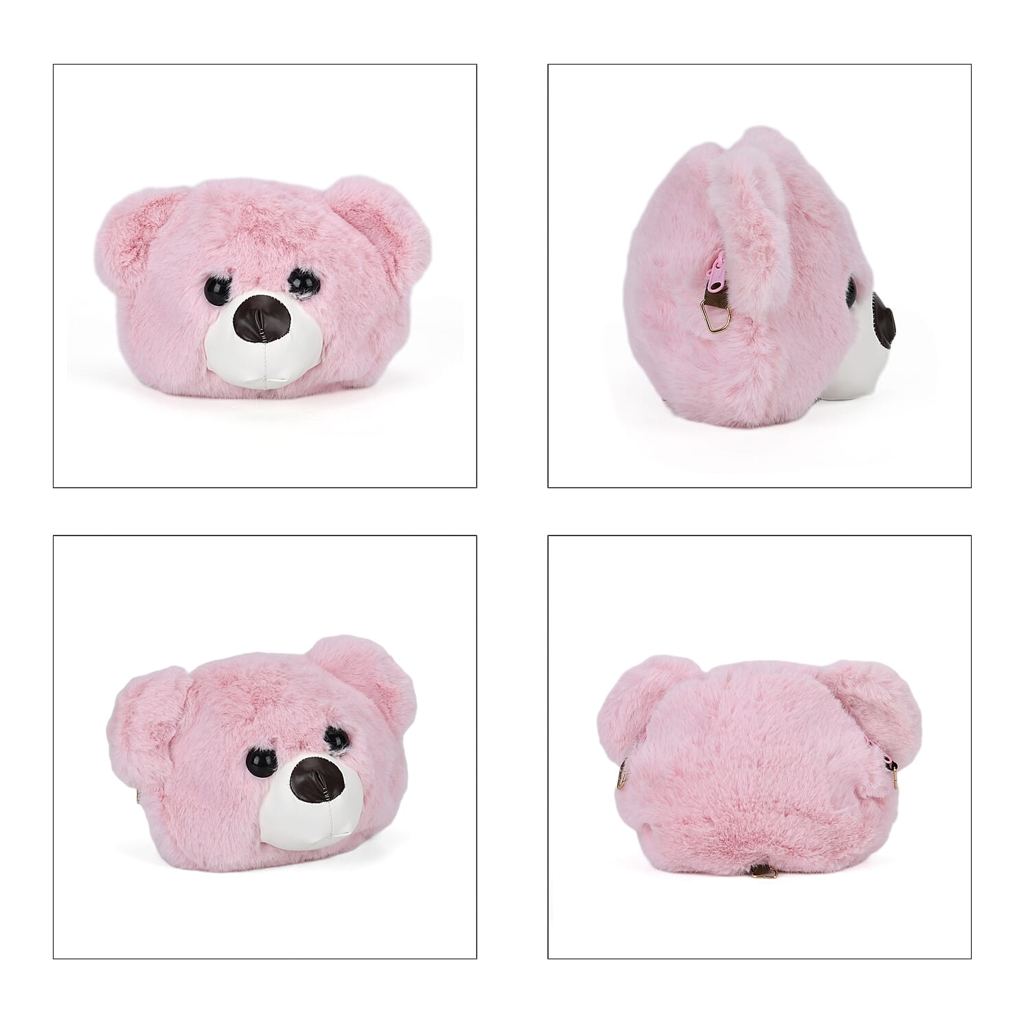 Cute Teddy Plush Crossbody Bag - Pink