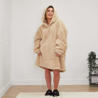 Teddy Fleece Hooded Blanket (One Size) - Beige