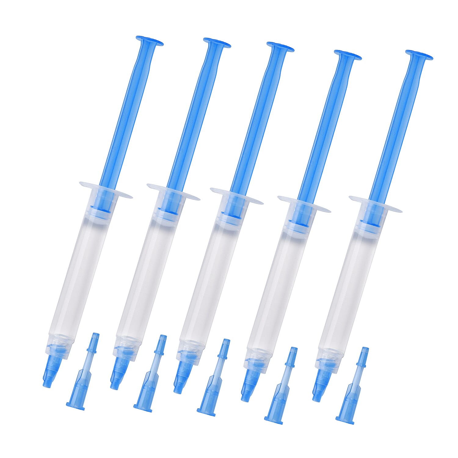 Teeth Whitening Gel Refill - Set of 5 x 3ml Syringes, Transparent - Blue, Safe Formula for LED Kits
