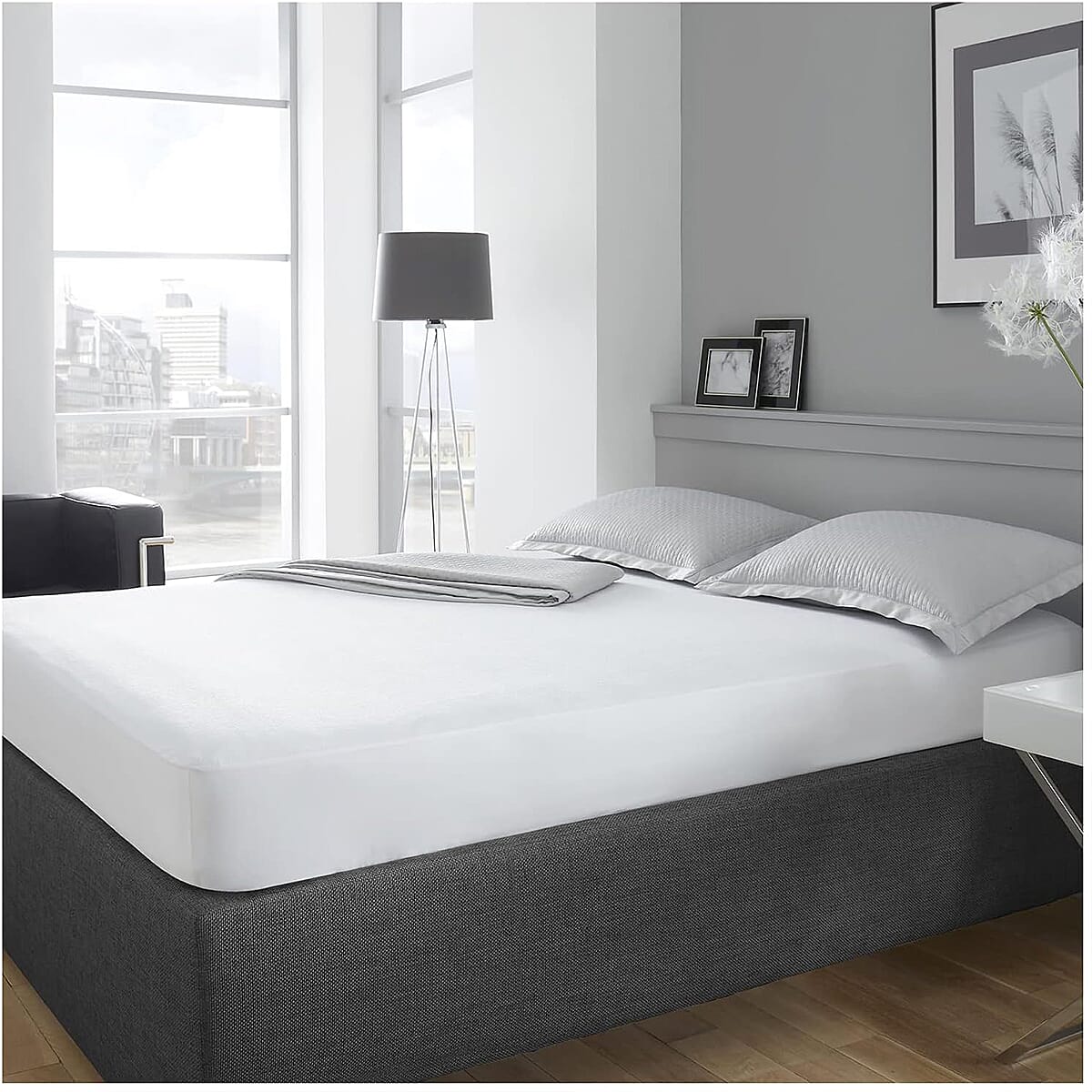 Terry Towelling Water Proof Mattress Protector Size King (150x200-30cm)  - White