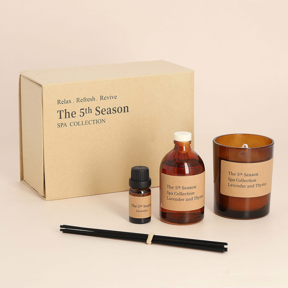 The 5th Season Aromatherapy (Includes Scented Candle, Reed Diffuser, Massage Oil and Wooden Tray)
