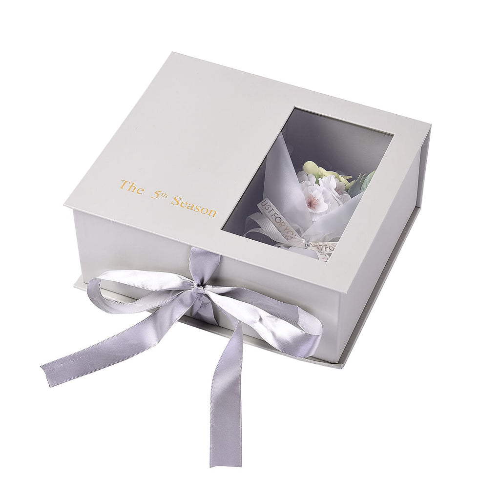 Close Out Deal - Gemstone Tree in Porcelain Vase with 10ml Essential Oil and Artificial Bouquet in Gift Box - Green Aventurine