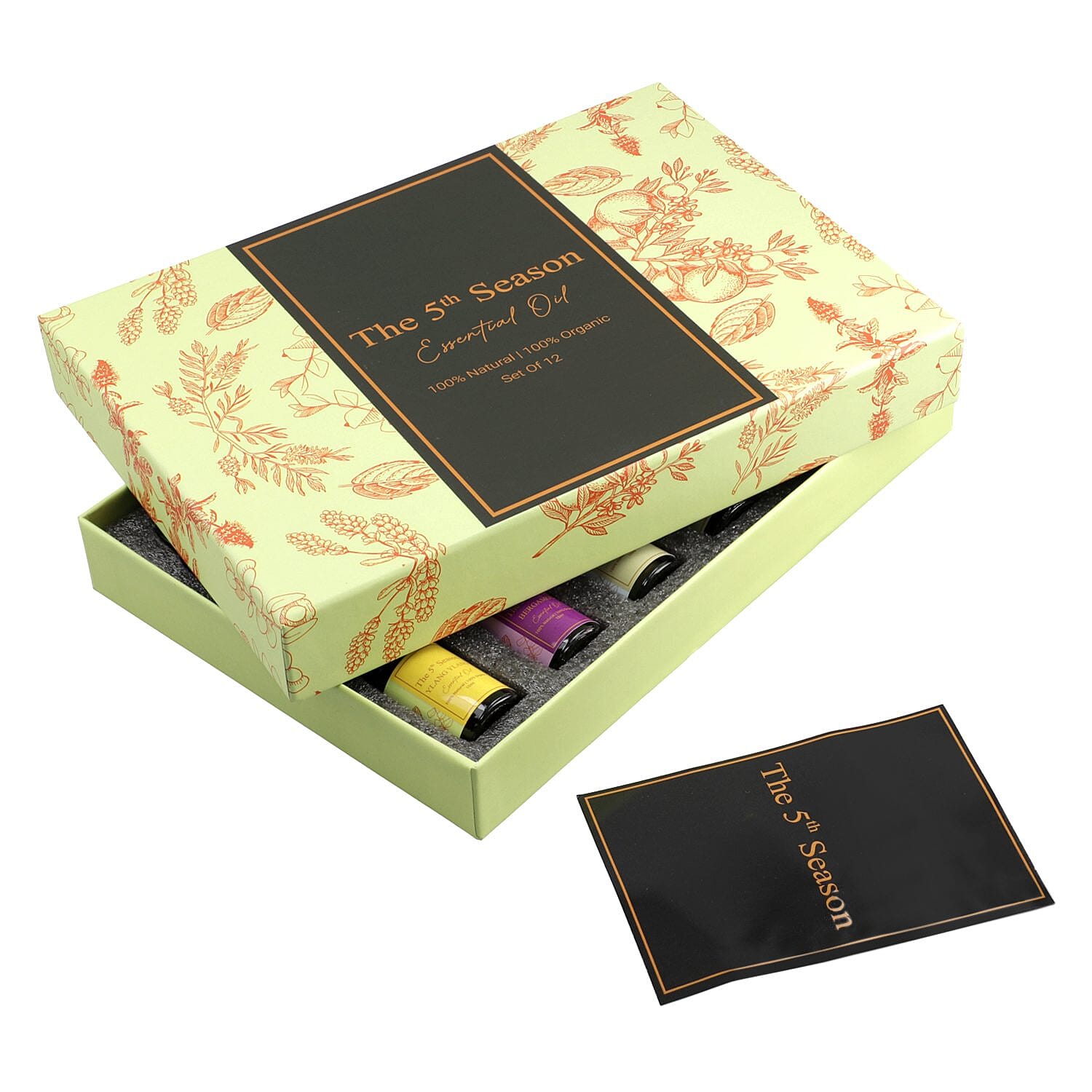 5th Season - Set of 12 Essential Oils - 10 ml Each (Natural Lavender, Eucalyptus, Lemongrass, Tea tree, Sweet Orange, Peppermint, Bergamot, Vanilla, Patchouli, Ylang Ylang, Jasmine & Sandalwood)