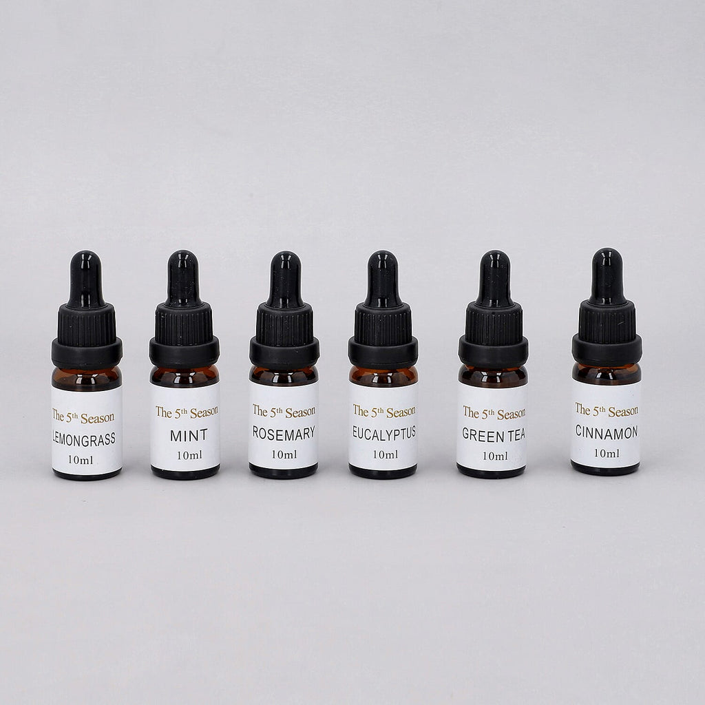 The 5th Season - Set of 6 Fragrance Oils Energising Set (Fragrance- Eucalyptus, Mint,  Rosemary, Lemongrass, Cinnamon and  Green Tea)- 10ml each
