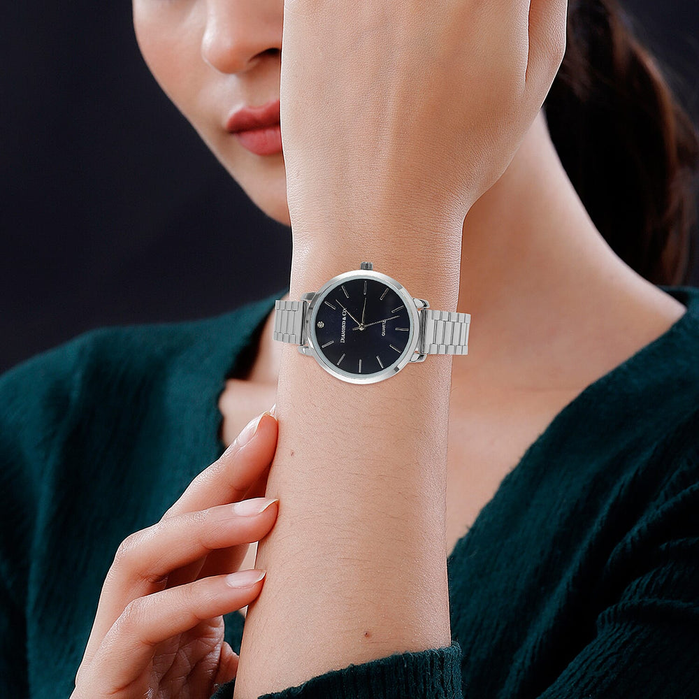 The Diamond & Co. Ladies Watch with Genuine Diamond on Blue Round Dial