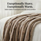 The Heaviest Weight Blanket at TJC - 1000 GSM Sumptuous Faux Rabbit Fur Double Layer Blanket With Thermal Lining Faux Mink Backing For Insulation (180x150 Cm) - White