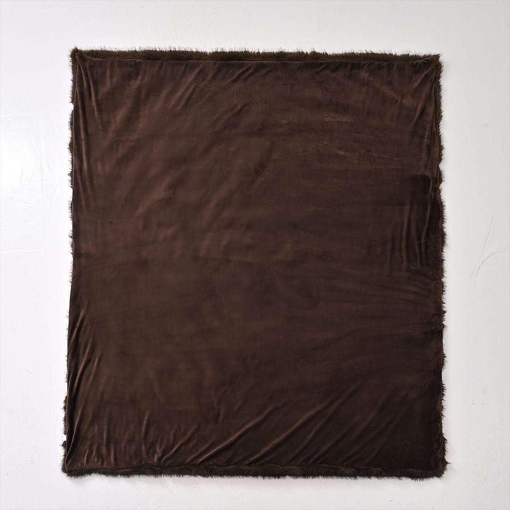 The Heaviest Weight Blanket at TJC - 1000 GSM Sumptuous Faux Rabbit Fur Double Layer Blanket With Thermal Lining Faux Mink Backing For Insulation (180x150 Cm) - Brown