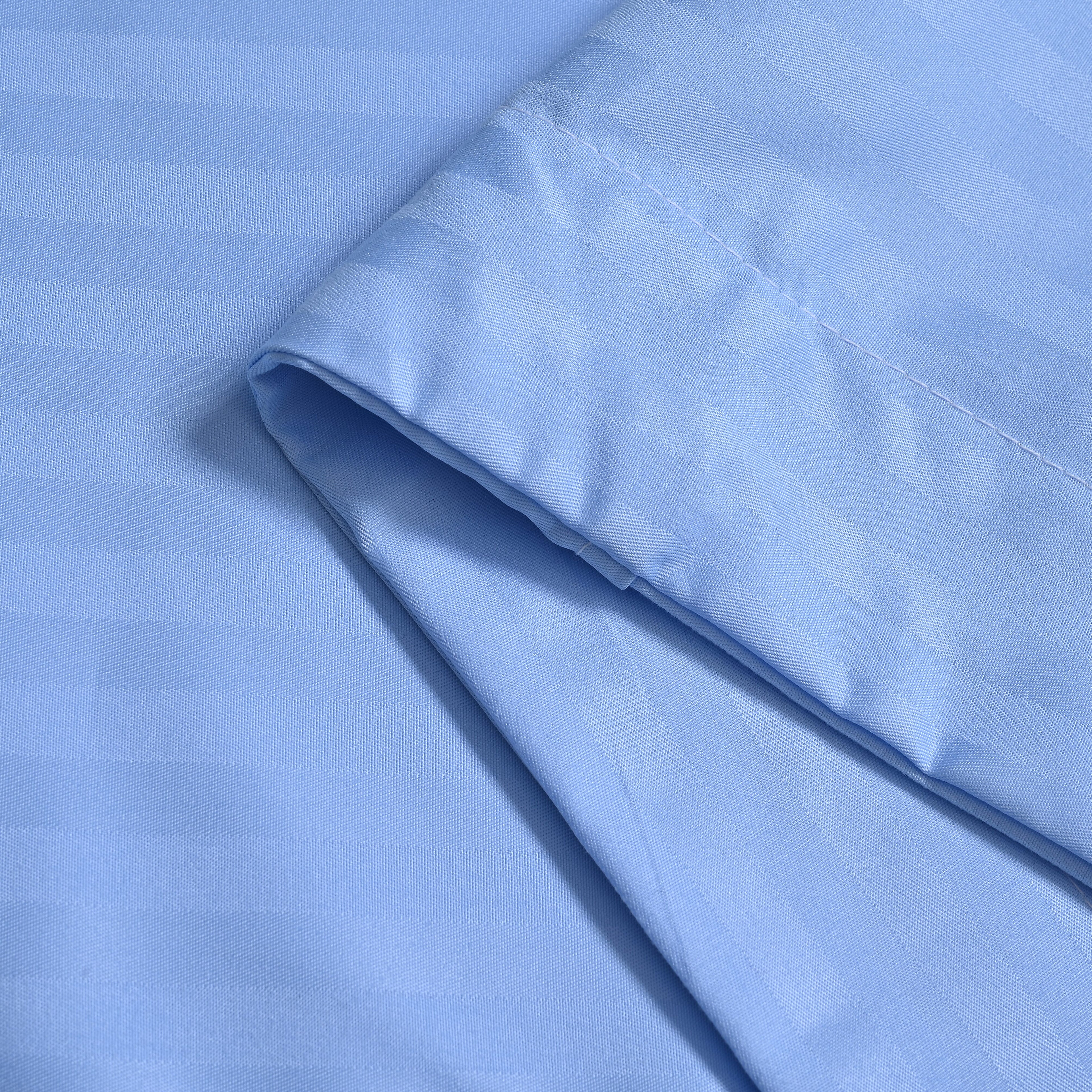 The Luxe Collection - 6 Piece Cotton Vertical Satin Stripe Duvet Cover Set - Inc. 1 Duvet Cover, 1 Fitted Sheet with 2 Housewife & 2 Oxford Pillowcases (King) - Light Blue