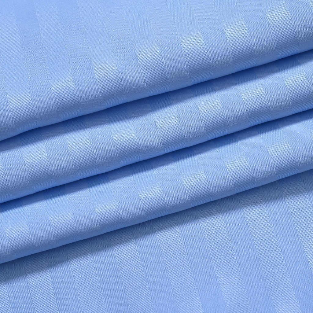 The Luxe Collection - 6 Piece Cotton Vertical Satin Stripe Duvet Cover Set - Inc. 1 Duvet Cover, 1 Fitted Sheet with 2 Housewife & 2 Oxford Pillowcases (King) - Light Blue