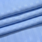 The Luxe Collection - 6 Piece Cotton Vertical Satin Stripe Duvet Cover Set - Inc. 1 Duvet Cover, 1 Fitted Sheet with 2 Housewife & 2 Oxford Pillowcases (King) - Light Blue