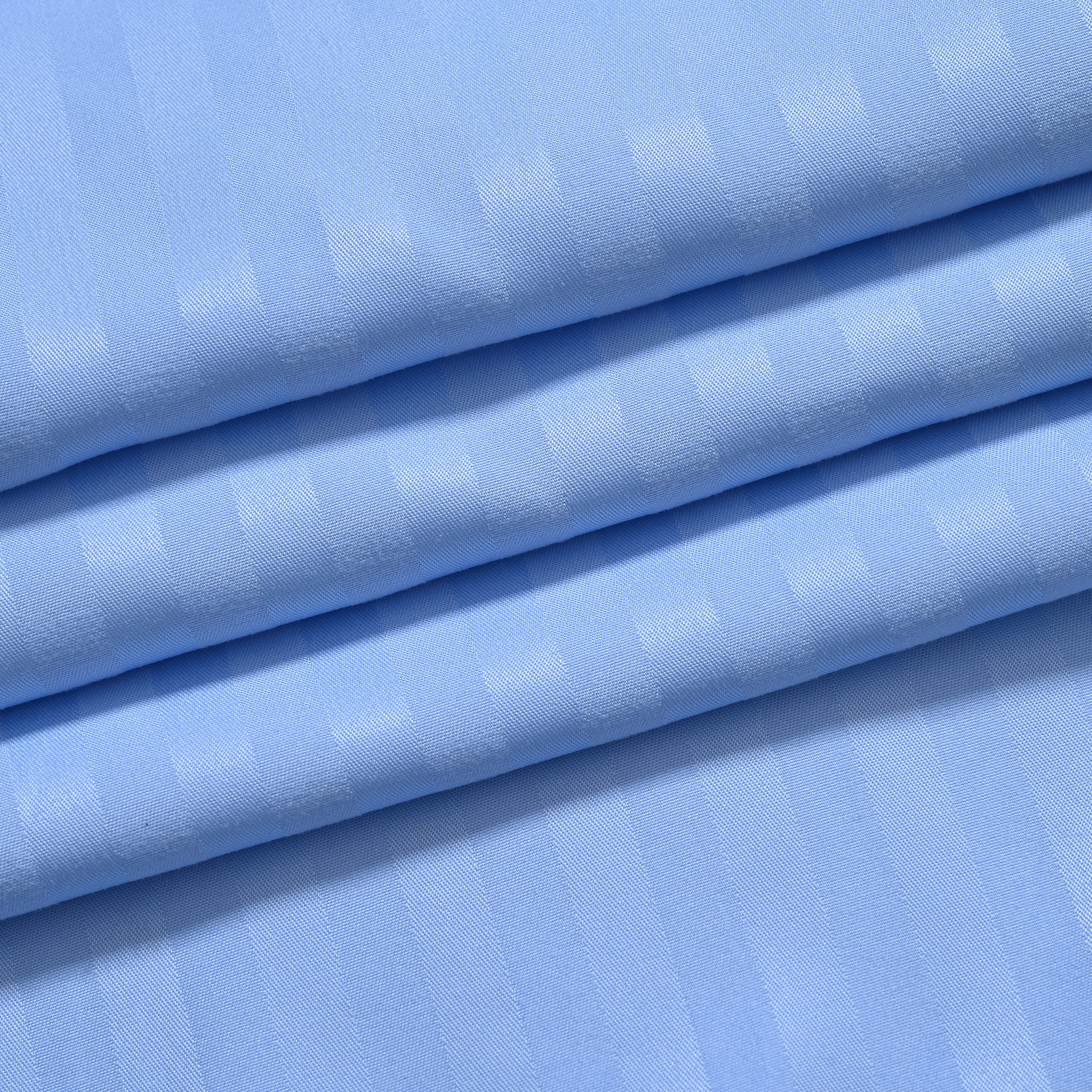 The Luxe Collection - 6 Piece Cotton Vertical Satin Stripe Duvet Cover Set - Inc. 1 Duvet Cover, 1 Fitted Sheet with 2 Housewife & 2 Oxford Pillowcases (King) - Light Blue