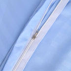 The Luxe Collection - 6 Piece Cotton Vertical Satin Stripe Duvet Cover Set - Inc. 1 Duvet Cover, 1 Fitted Sheet with 2 Housewife & 2 Oxford Pillowcases (King) - Light Blue