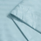 The Luxe Collection - 6 Piece Cotton Vertical Satin Stripe Duvet Cover Set - Inc. 1 Duvet Cover, 1 Fitted Sheet with 2 Housewife & 2 Oxford Pillowcases (King) - Aqua