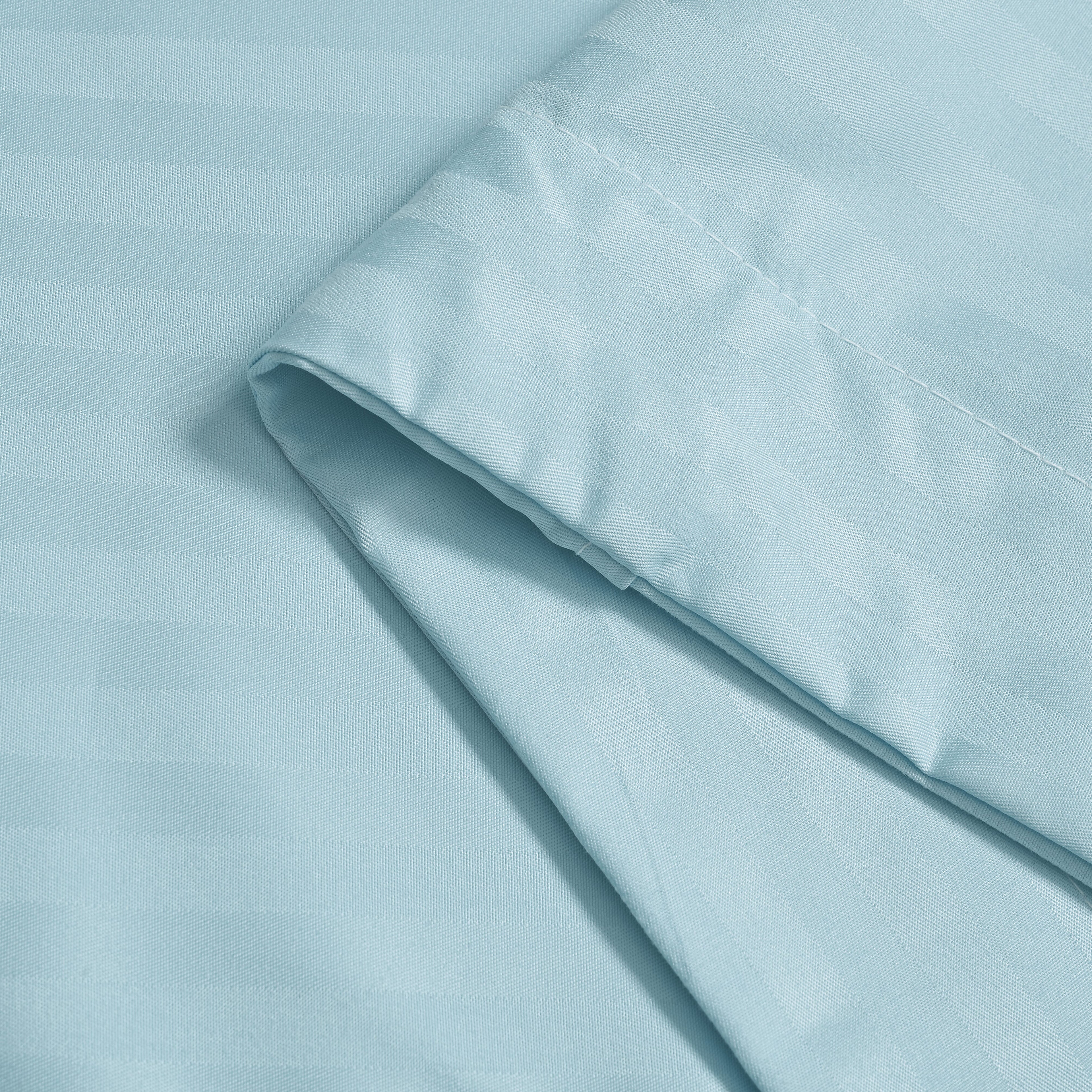 The Luxe Collection - 6 Piece Cotton Vertical Satin Stripe Duvet Cover Set - Inc. 1 Duvet Cover, 1 Fitted Sheet with 2 Housewife & 2 Oxford Pillowcases (King) - Aqua
