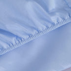 The Luxe Collection - 6 Piece Cotton Vertical Satin Stripe Duvet Cover Set - Inc. 1 Duvet Cover, 1 Fitted Sheet with 2 Housewife & 2 Oxford Pillowcases (Double) - Light Blue