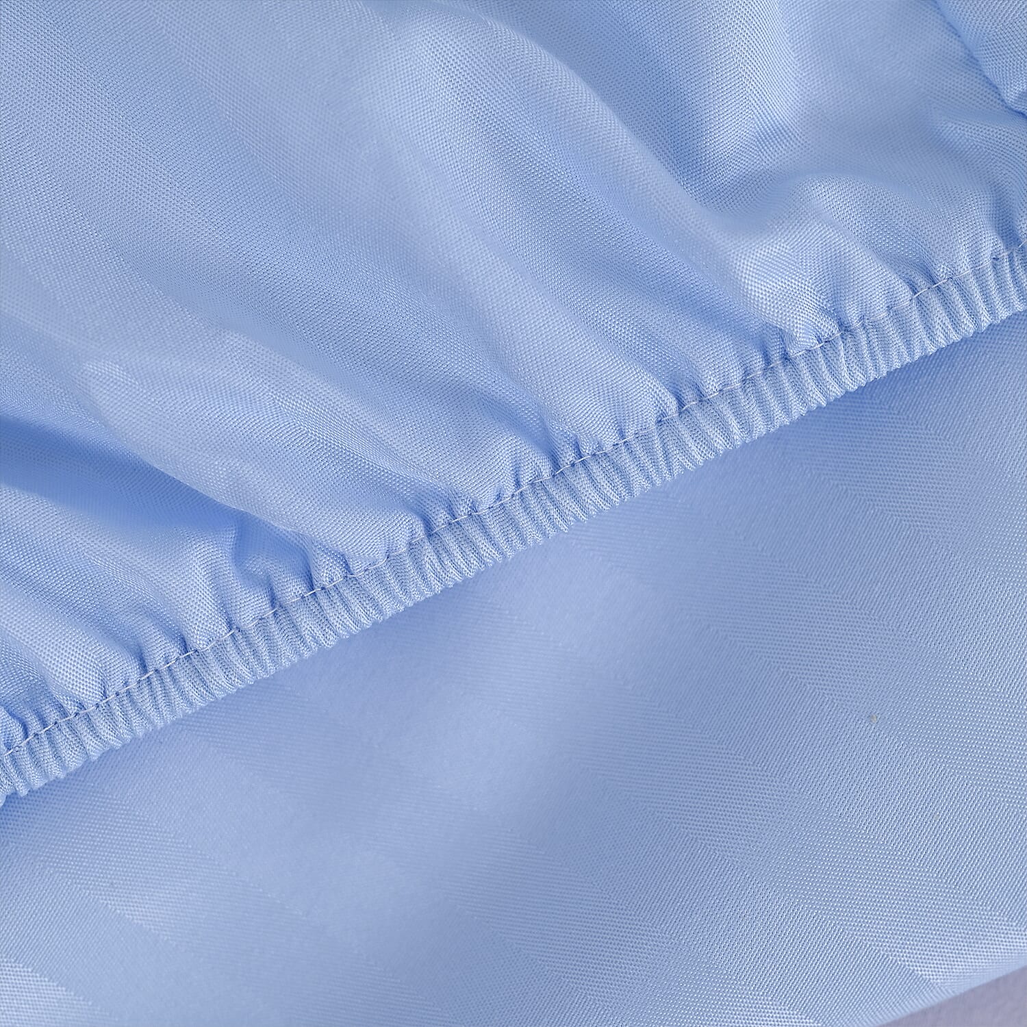 The Luxe Collection - 6 Piece Cotton Vertical Satin Stripe Duvet Cover Set - Inc. 1 Duvet Cover, 1 Fitted Sheet with 2 Housewife & 2 Oxford Pillowcases (Double) - Light Blue