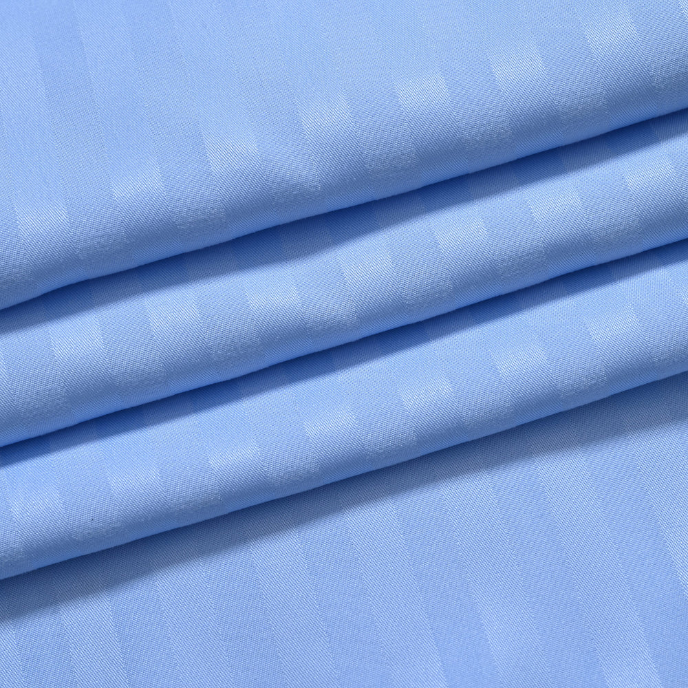 The Luxe Collection - 6 Piece Cotton Vertical Satin Stripe Duvet Cover Set - Inc. 1 Duvet Cover, 1 Fitted Sheet with 2 Housewife & 2 Oxford Pillowcases (Double) - Light Blue