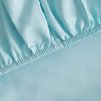 The Luxe Collection - 6 Piece Cotton Vertical Satin Stripe Duvet Cover Set - Inc. 1 Duvet Cover, 1 Fitted Sheet with 2 Housewife & 2 Oxford Pillowcases (Double) - Aqua