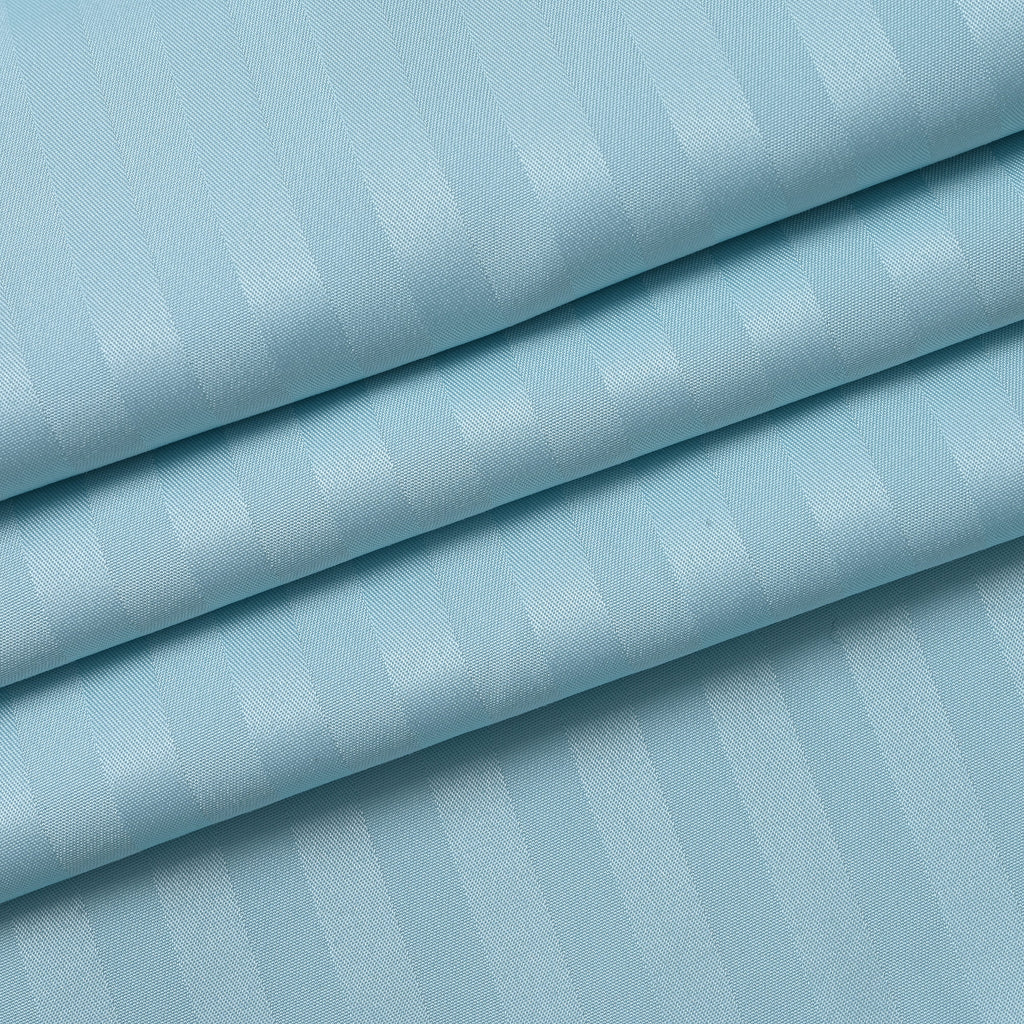 The Luxe Collection - 6 Piece Cotton Vertical Satin Stripe Duvet Cover Set - Inc. 1 Duvet Cover, 1 Fitted Sheet with 2 Housewife & 2 Oxford Pillowcases (Double) - Aqua