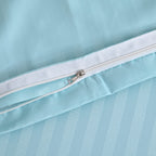 The Luxe Collection - 6 Piece Cotton Vertical Satin Stripe Duvet Cover Set - Inc. 1 Duvet Cover, 1 Fitted Sheet with 2 Housewife & 2 Oxford Pillowcases (Double) - Aqua
